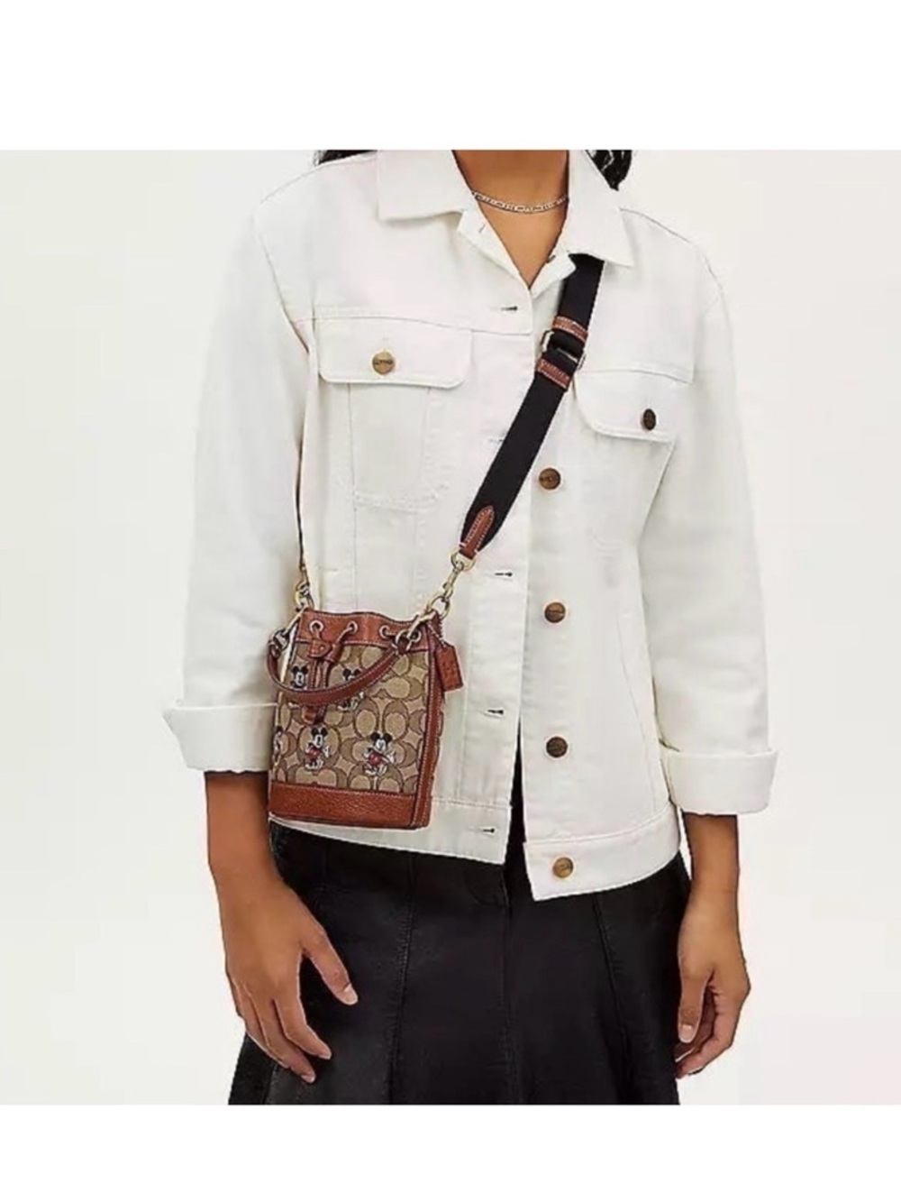 Coach x Disney Brown Mickey Canvas Bucket Bag - Picture 9 of 9